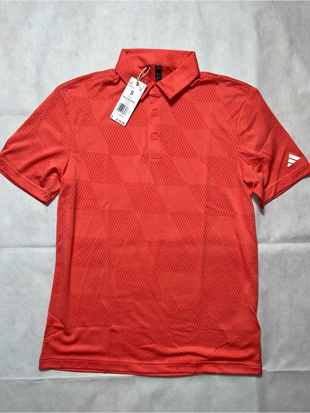 Adidas orange textured golf polo size small NWT